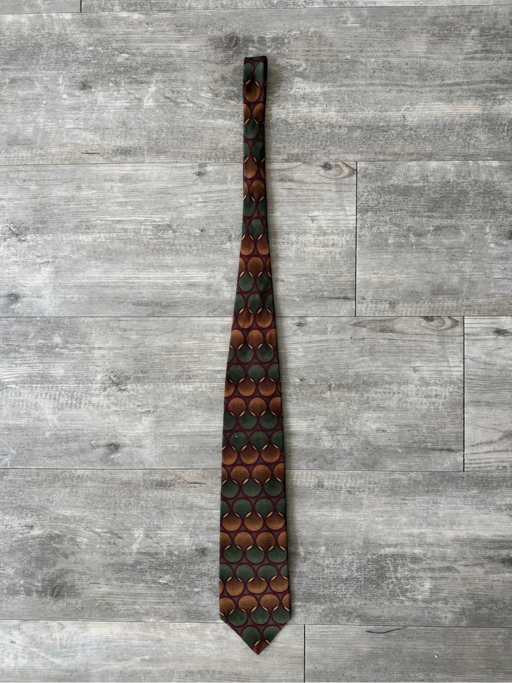 Grateful Dead Green and Brown Geometric Silk Tie